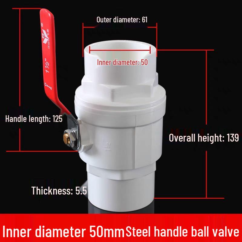 UPVC Steel Handle Ball Valve - Quick Open, Easy Turn Adhesive Water Supply Pipe Valve