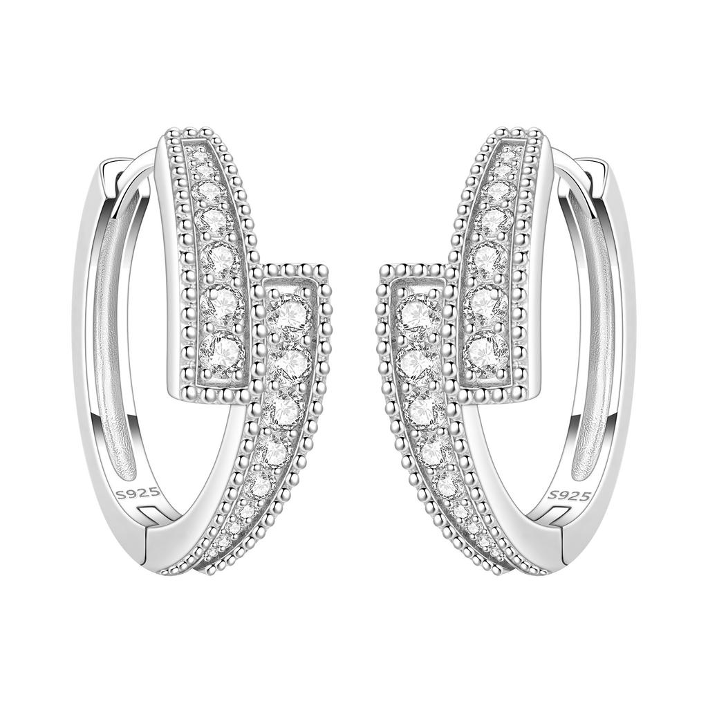 925 Silver Retro Grass Pattern Earrings Jewelry Versatile Hoop Earrings For Women Jewelry Birthday Party Fine Gifts