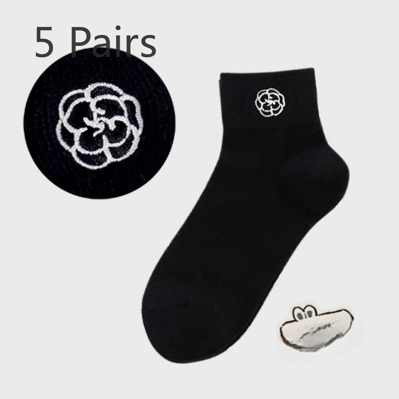 

5 пар женских весенних тонких новых носков из сетки с вышивкой 5 Pairs