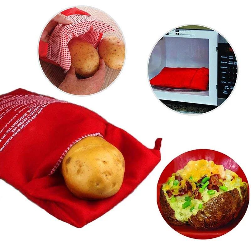

Microwave Potato Bag Reusable Express Microwave Potato Cooker Bag Baked Potato Cooker Perfect Potatoes 4 Minutes Red Baked Pouch as the picture