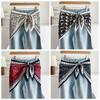 Satinseide Schal Ethnischer Stil Literarischer Stil Dreieckiger Taillenschal Gürtel Vielseitiges Accessoire Jeans Taillenaccessoire Taillenaccessoire