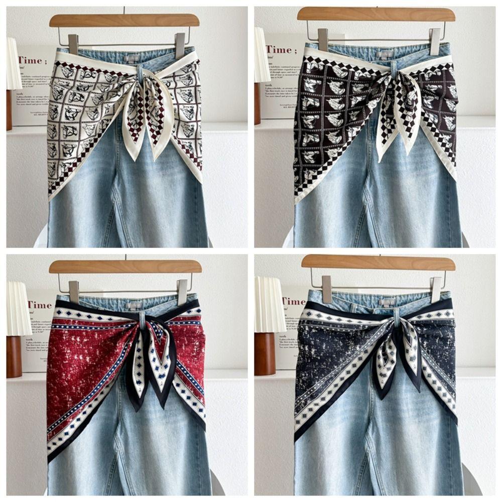 Satinseide Schal Ethnischer Stil Literarischer Stil Dreieckiger Taillenschal Gürtel Vielseitiges Accessoire Jeans Taillenaccessoire Taillenaccessoire