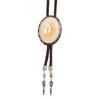 Western Vintage Braided Rope Bolo Tie with Oval Shape Stone Pendant Adjustable Cord Necktie Jewelry Necklace for Men