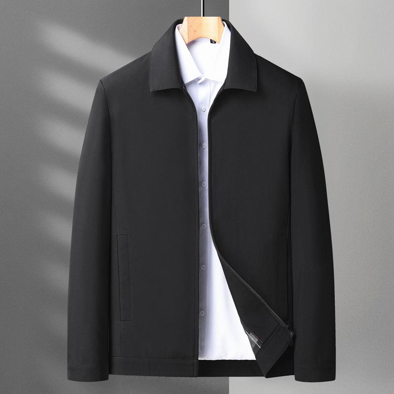 Men's Spring & Autumn Turn-Down Collar Jacket for Ages 40-80 - Stylish Business Suit for Mature Gentlemen