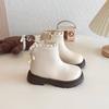 Children Short Boots Korean Style Versatile Kids Leather Boots with Sweet Lace    Girls Casual Boots Side Zipper