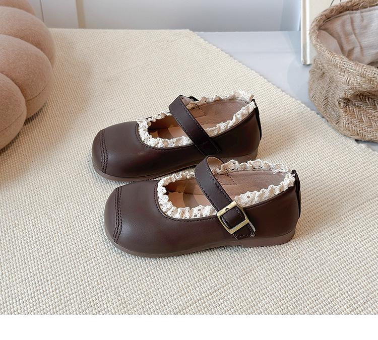 2026 Spring Children's Soft-Soled Leather Shoes - Baby Princess Lace Trim Shoes for Toddlers and Kids - Fashionable Flats