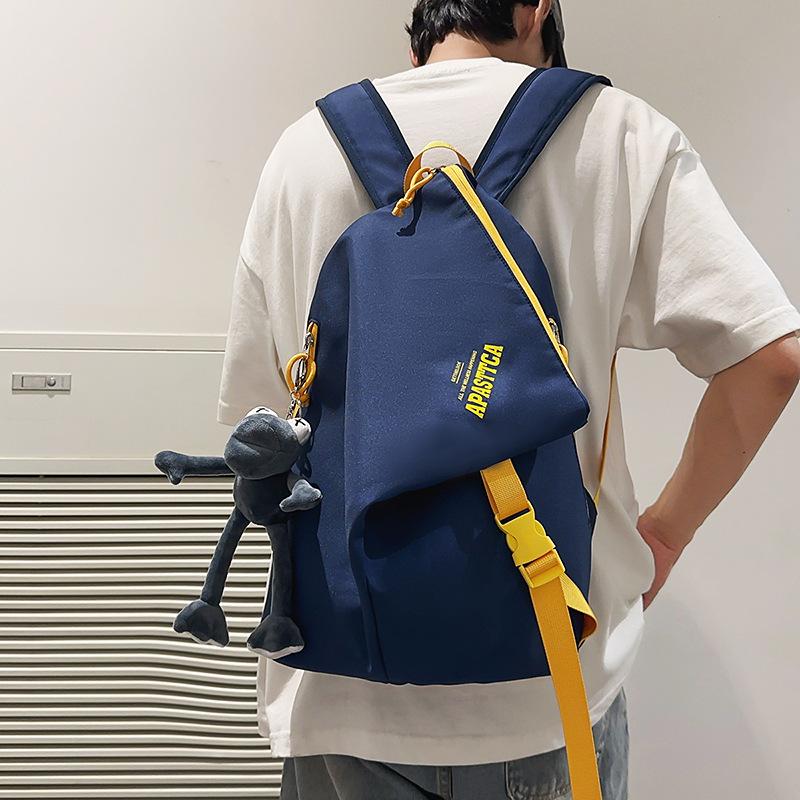 School bag high value color matching trendy cool school bag couple casual simple light outdoor versatile large capacity