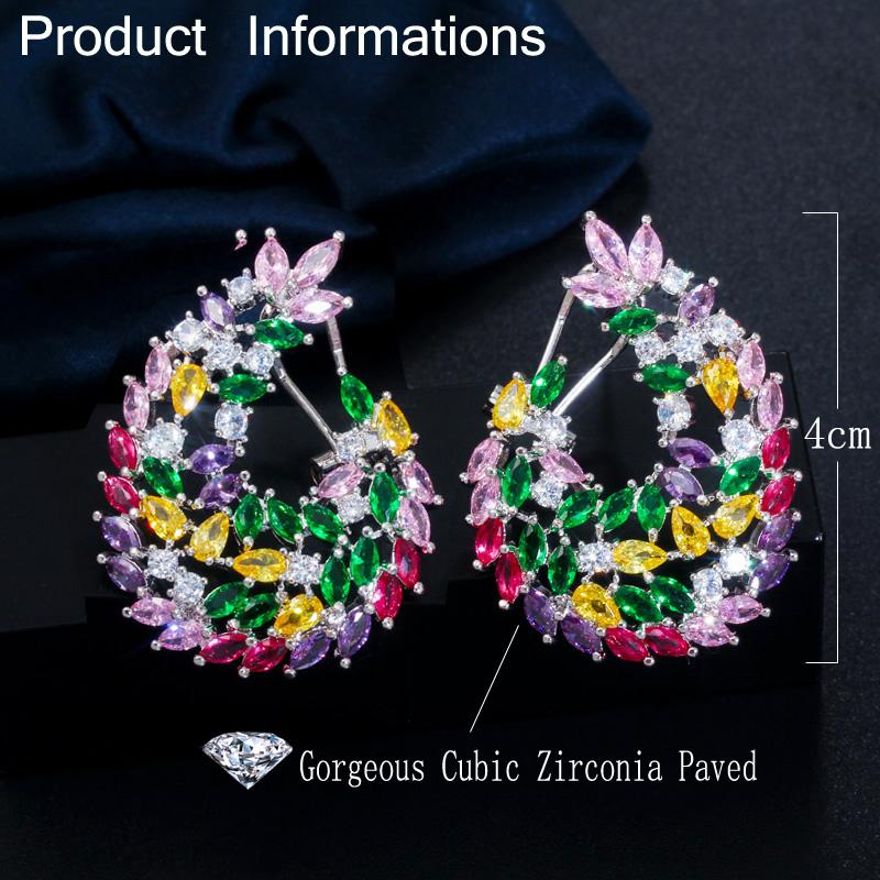 WWJ Vogue Style Cubic Zircon smykker Hvit gylden farge runde øredobber julegave