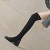 Krazing Pot Flock Autumn Winter Shoes Thick Heels Size 43 Long Boots Black Brown Stretch Over-the-knee Boots