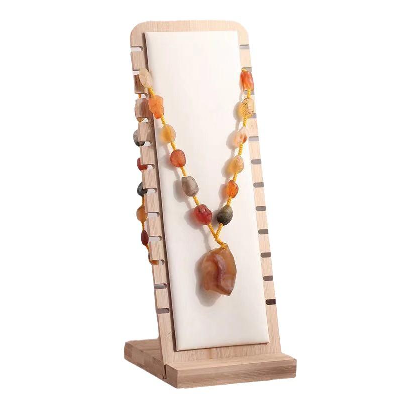 Bamboo and Wood Necklace Display Stand for Jewelry Accessories and Store Window Props