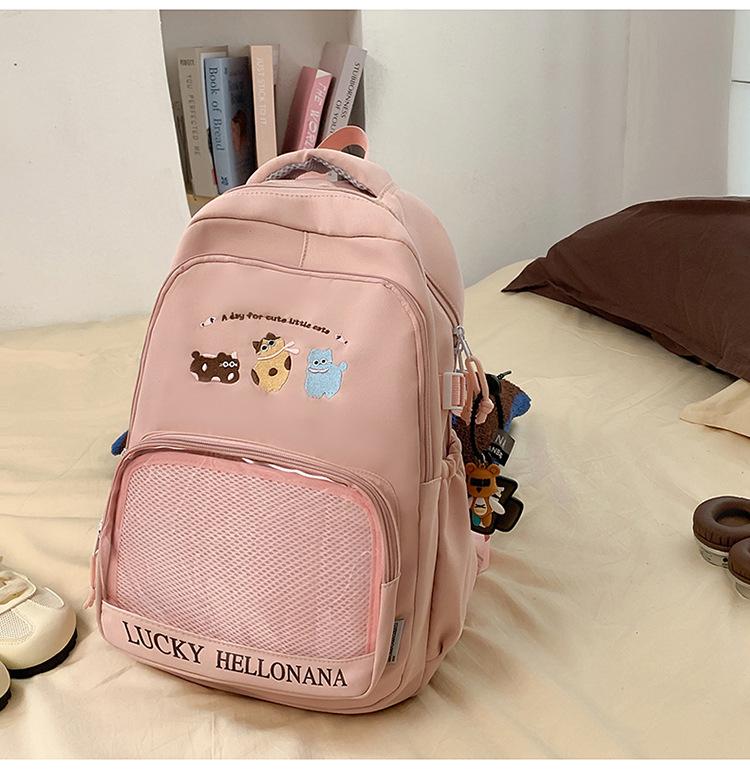 

Mori large-capacity backpack female ins college style girl transparent pain bag primary school junior high school students backpack Single pack розовый