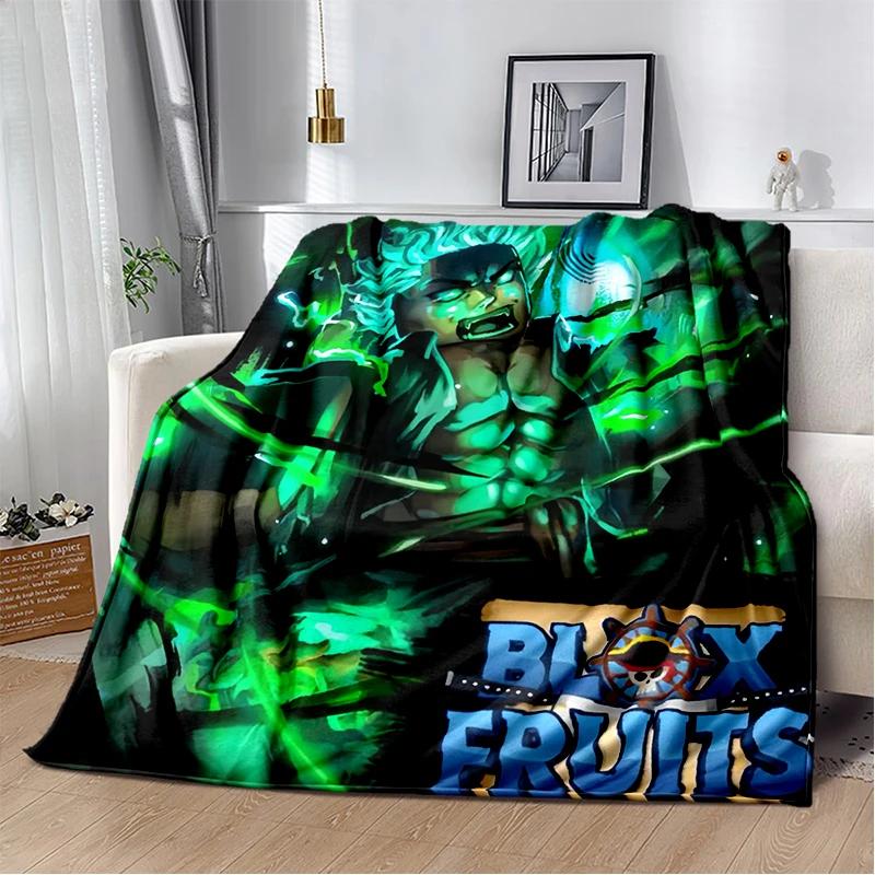 2025 New Style B-Blox Fruit Cartoon Flannel Blanket,Soft Throw Blanket for Home Bedroom Bed Sofa Travel Cover Kid Gift