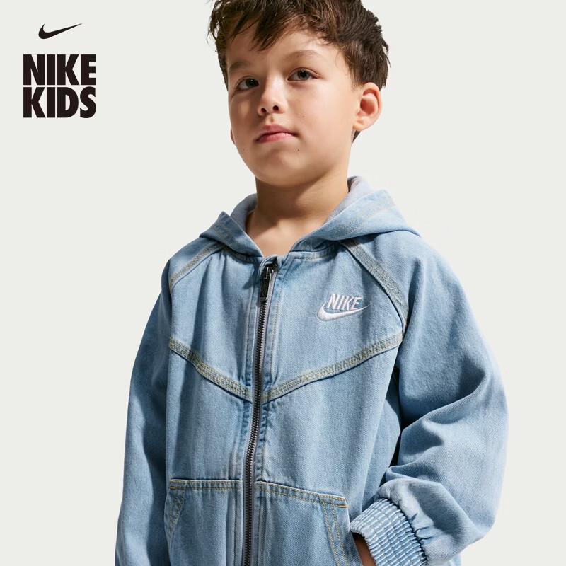NIKE Toddler Loose Fit Denim Hooded Jacket XS