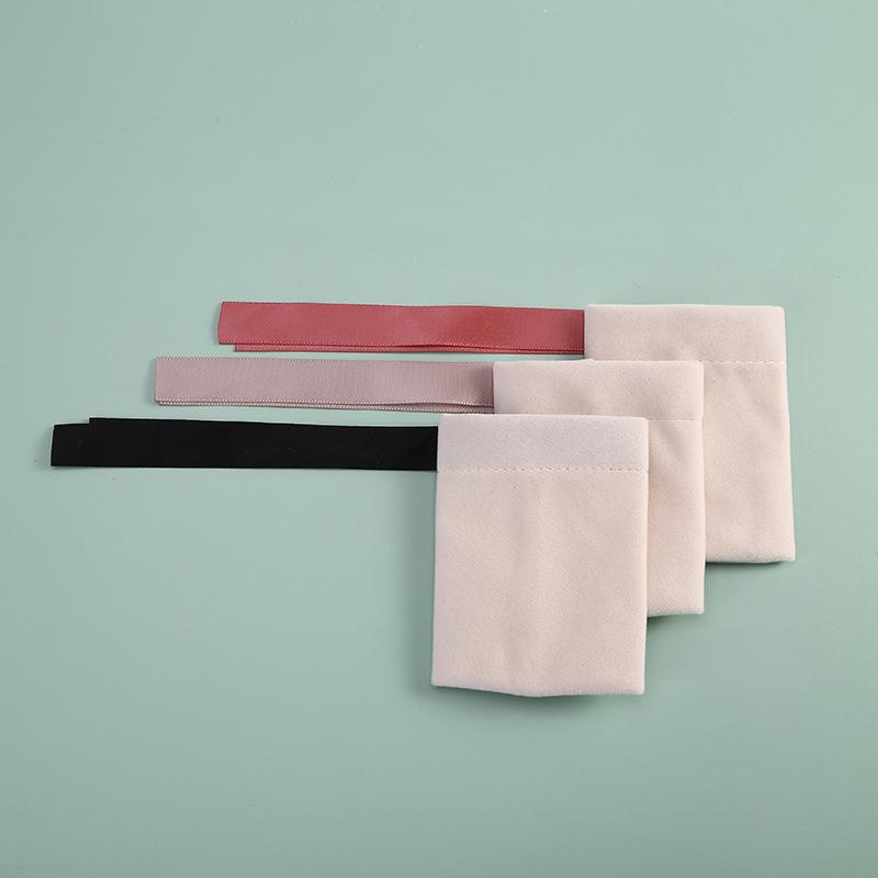 Simple Solid Color Velvet Jewelry Packaging Pouches Bags Small Gift Ribbon Drawstring Bag Necklace Bracelet Earrings Storage Bag