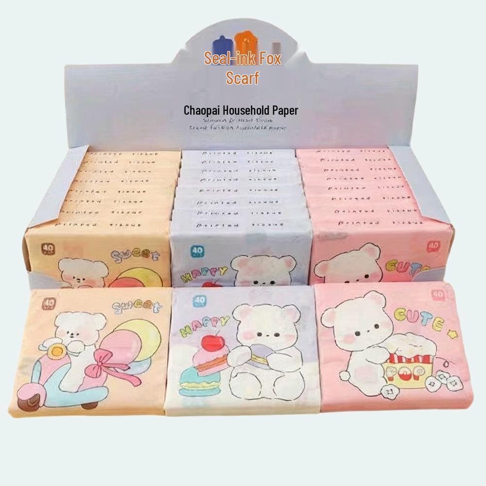 Stylish Portable Pocket Tissue Pack - 40 Sheets of Printed Facial Tissue
