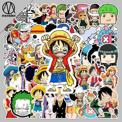 50-Piece Waterproof Anime Stickers: One Piece, Cartoon, Laptop, Skateboard, Car, Motorcycle