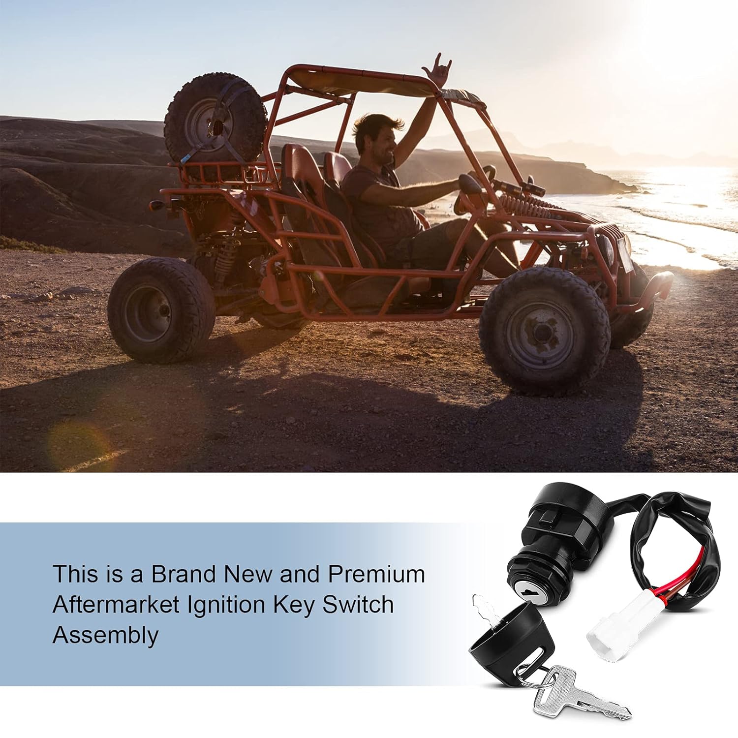 

Motorcycle Ignition Switch with 2 Matching Keys, 2 Wire Ignition Switch, Universal Ignition Key Switch 2 Position Ignition Switch Assembly for YFM