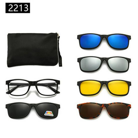 Cross-border TR90 Sunglasses Set: 1 Frame, 5 Polarized Lenses, Unisex, Trendy Driving with Pouch