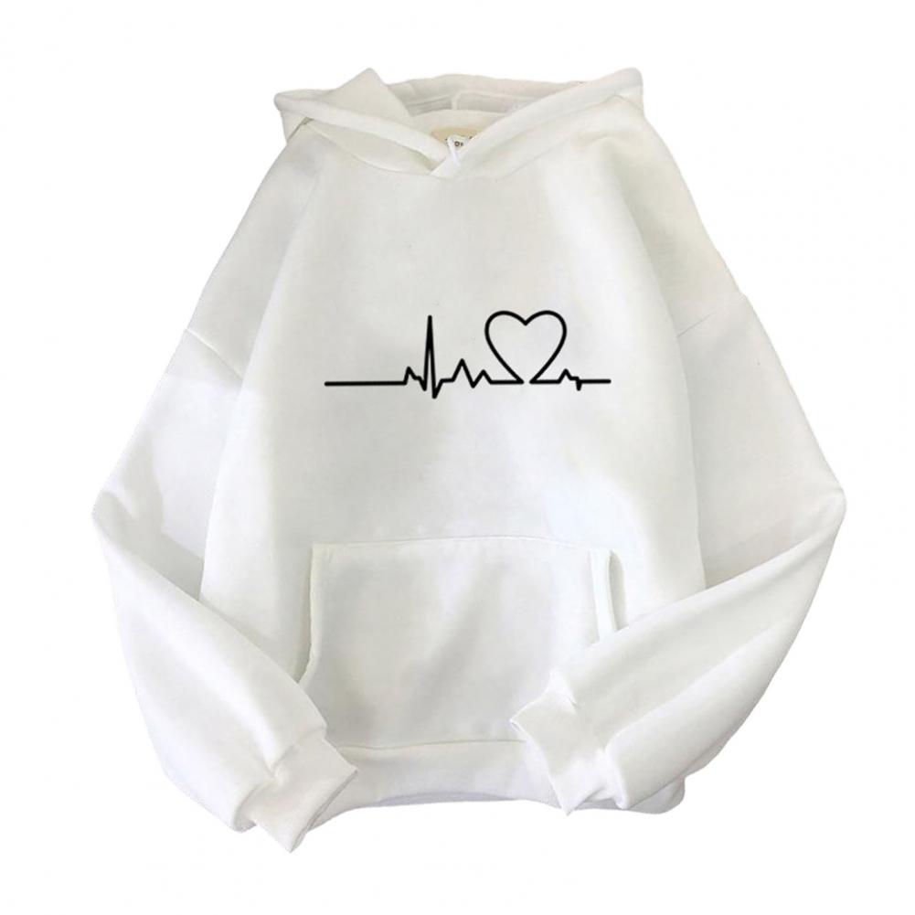 Felpa Unisex Autunno Inverno per Coppia Manica Lunga Stampa Vestibilità Rilassata Polsini Elasticizzati Tasca Grande Con Cappuccio Coulisse Morbida Calda Pullover Quotidiano con Cappuccio
