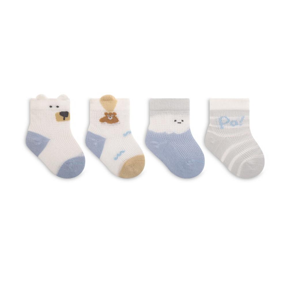 

(4 Pairs) Summer Newborn Baby Socks Thin Section Mesh Breathable Baby Socks Cartoon Loose Mouth Boneless Cotton Socks S 0-1 years