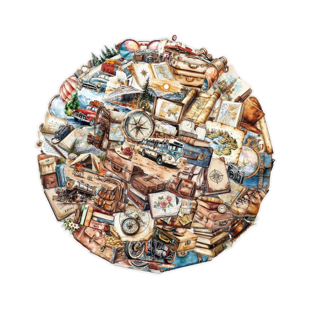50Pcs Antique Journey Sticker Travel Themed Decorative Sticker Sticker Diary Laptop Fridge Suitcases Decoration