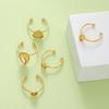 5pcs Gold Color Stainless Steel Open Ring Cabochon Cameo Blank Tray Base Settings for DIY Rings Jewelry Making Findings Supplies
