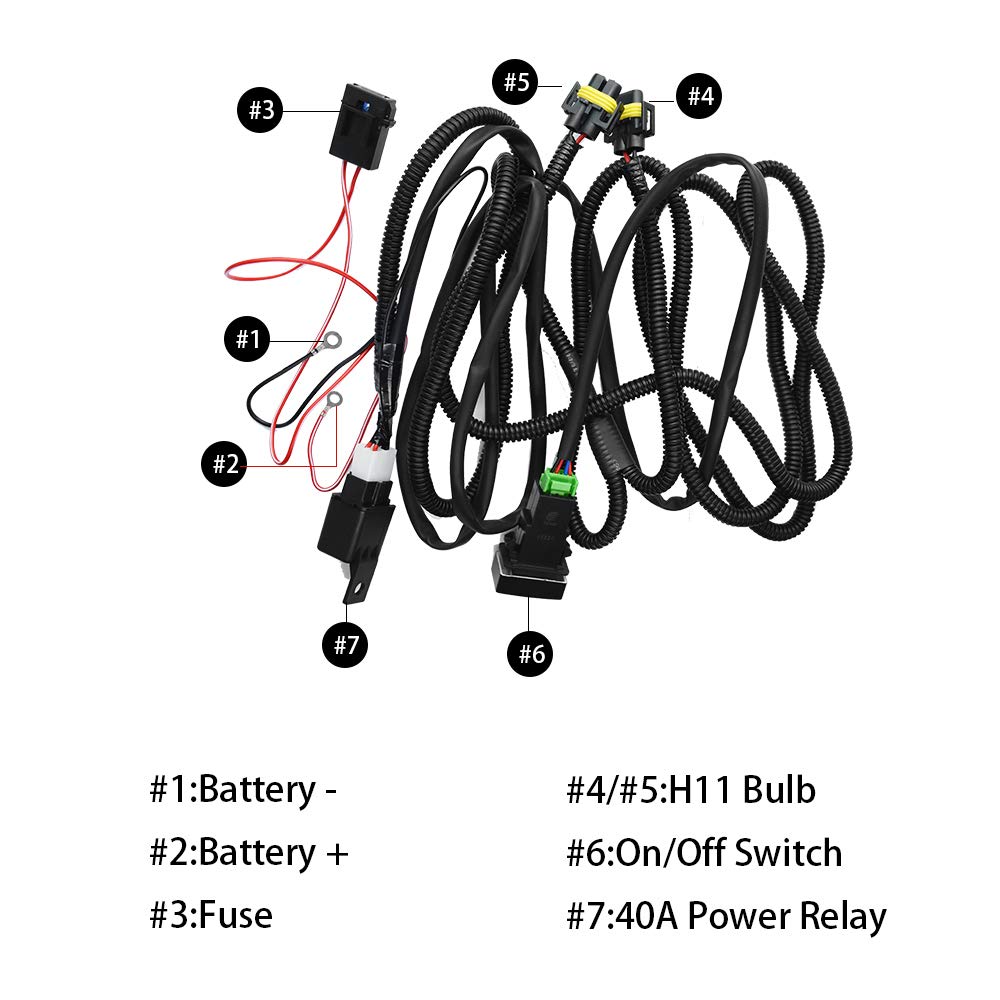 HUIQIAODS H8/H11/H16 LED Compatible, Universal Switch, For Rear Fog Lights, Fog Wiring, Relay Harness, For Toyota, Nissan, Suzuki, Daihatsu