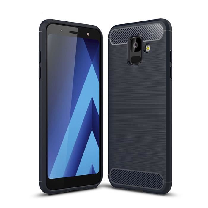 Coque pour Samsung Galaxy A6 (2018) , Coque de Protection avec Absorption de Choc et Fibre de Carbone (Marin)