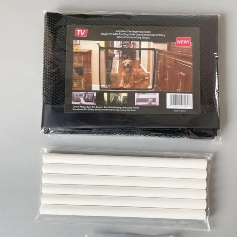 Pet Dog Safety Fence Barrier-Folding Breathable Mesh Isolation Net Stairs Gate Playpen for Indoor Outdoor Pet Restriction Needs