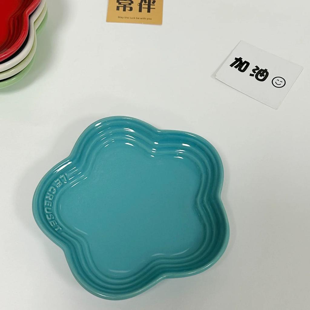 Plum Blossom Small Plate 5.5Inches 14cm Rainbow Sauce Plate Flower Shaped Pet Gradual Spike Bone Plate Tableware Ceramic Dishs