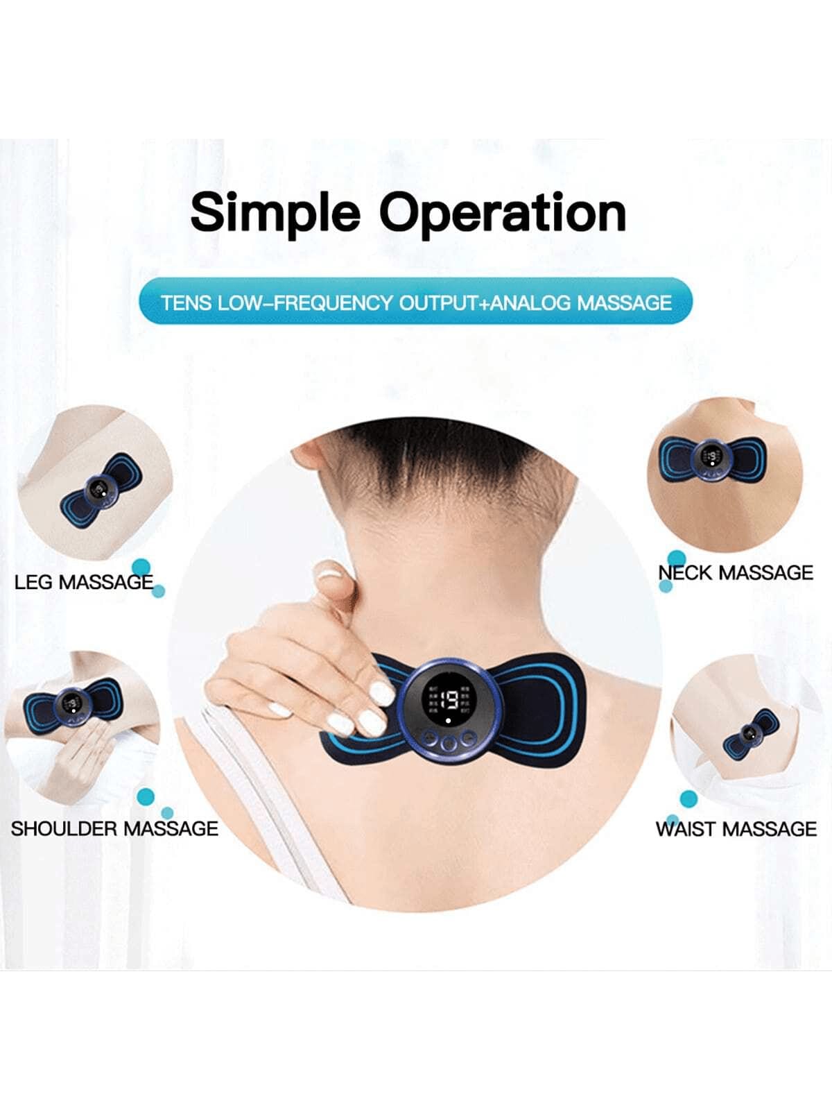 

2026, LCD Display EMS Neck Massage Electric Massager Cervical Neck Back Patch 8 Mode Pulse Muscle Stimulator Portable Rechargeab чорний