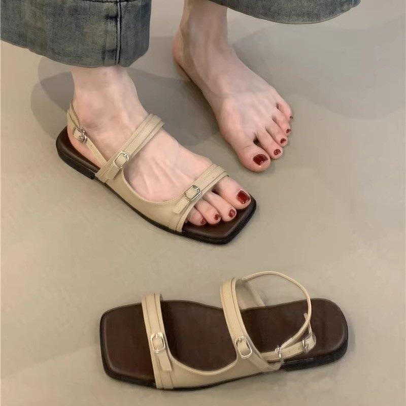 

Design sense one word with sandals new beautiful belt buckle with skirt vacation shoes 40 хаки