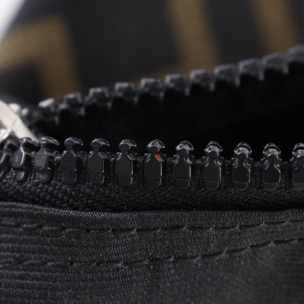 Fendi Logo Handbag One Handle Black Nylon Canvas Women Used