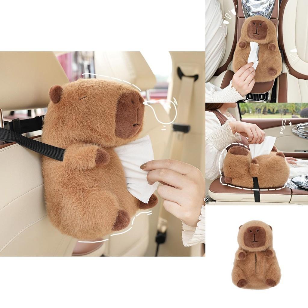 Cute Capybara Plush Car Tissue Box Holder Soft And Fluffy Design!