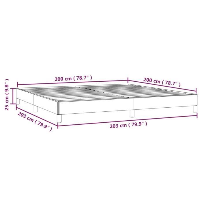 346745 vidaXL Cadre de lit Gris foncé 200 x 200 cm Tissu