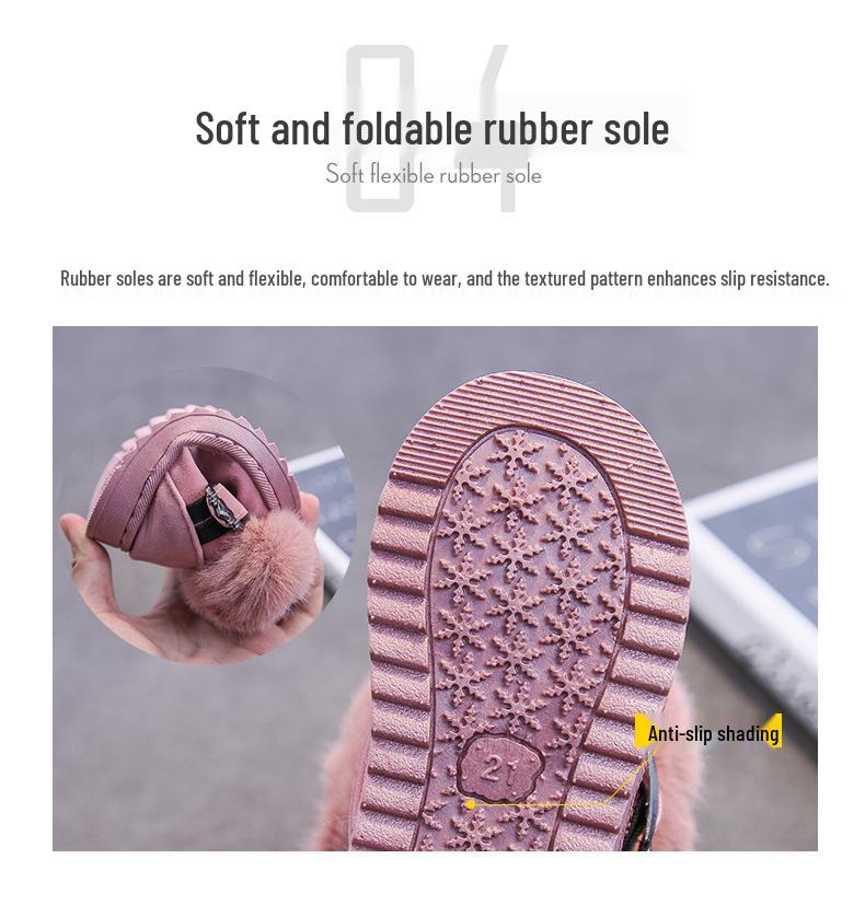 2025 Winter Fleece-lined Girls' Snow Boots - Warm Short Boots for Kids