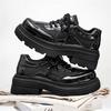 Herfst nieuw dikke zool verhoogd slijtvast buitensport vrijetijdsschoenen zwart leer