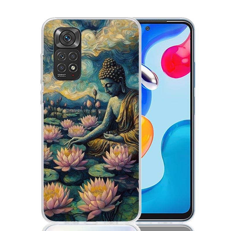 Buddhist Fire Lotus Phone Case For Xiaomi Redmi Note 13 14 15 Pro Plus 12S 12 14S 11S 11E 10 10S 11 11T 5G 4G Cover Coque Redmi
