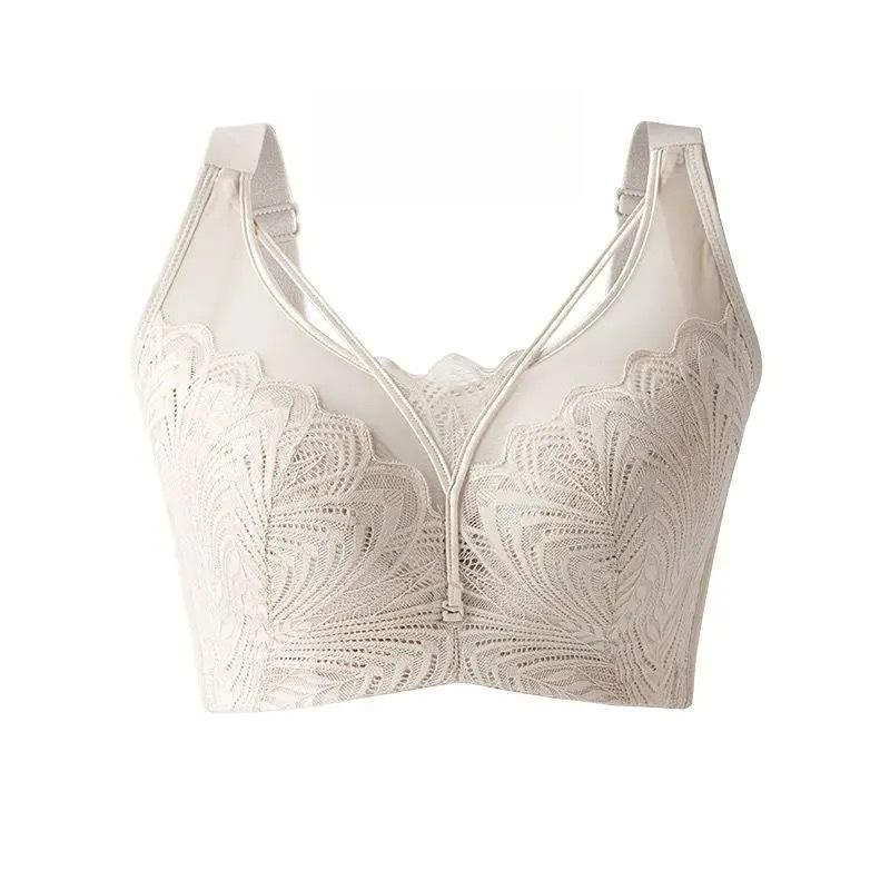 

Тонкий бюстгальтер Женский собирающий бюстгальтер Большой размер Большая чашка Все включено Регулируемый бюстгальтер для груди и Двубортный бюстгальтер 40/90D бежевый