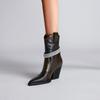 Fashion Kaky's New Pointed Stone Water Diamond Thick High Heel Large Women's Boots Short Boots Western Boots