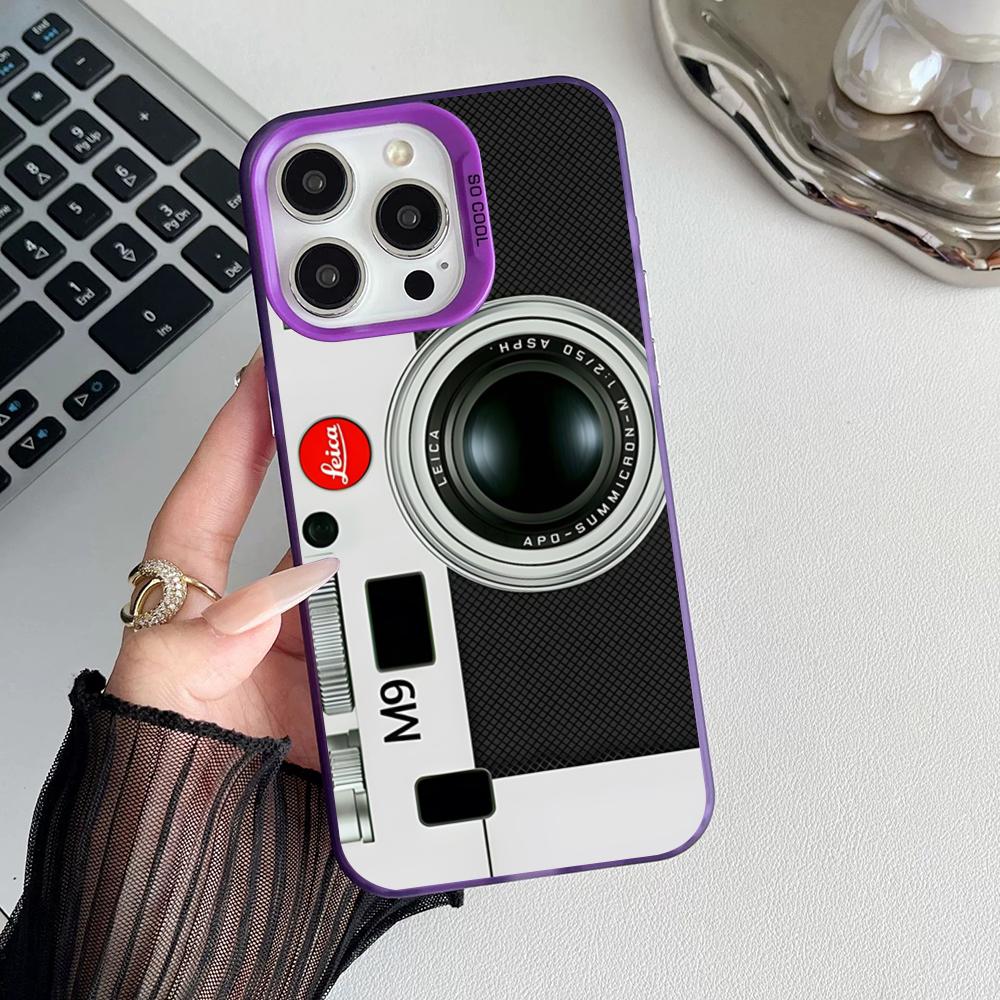 Style Camera Vintage Phone Case Matte Colored Silver For Iphone 17 16 15 14 Pro Air 13 12 Plus 11 7 8 Max Luxury Cover