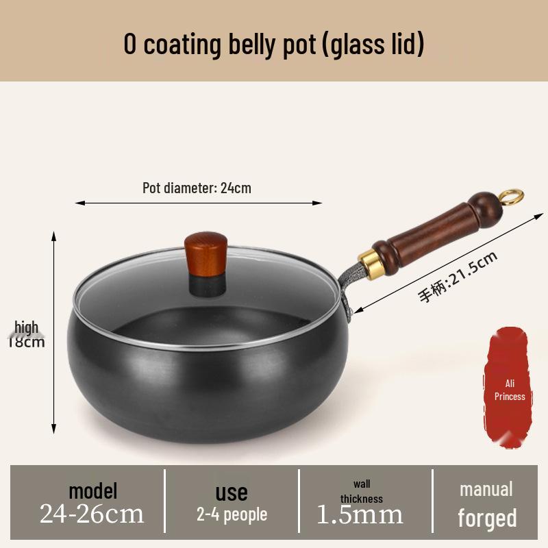 Handmade Non-stick Small Iron Wok - Uncoated Frying Pan