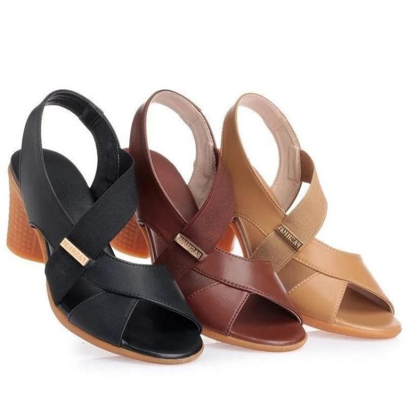 High-heeled sandals New summer thick-heeled mother shoes with skirt high heels