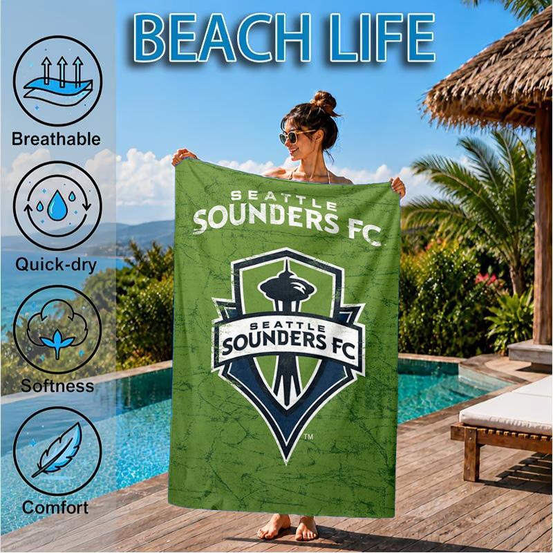 Fc Crest Design Printed Microfiber Beach Towel, Soft And Absorbent, Quick-Dry, Ideal for Summer Travel, Beach Essential, Swimming Pool