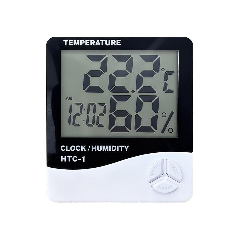 Digital LCD Thermometer Humidity Gauge HTC-1 Alarm Clock Function Mini Hygrometer for Office Travel Household Use HTC 1