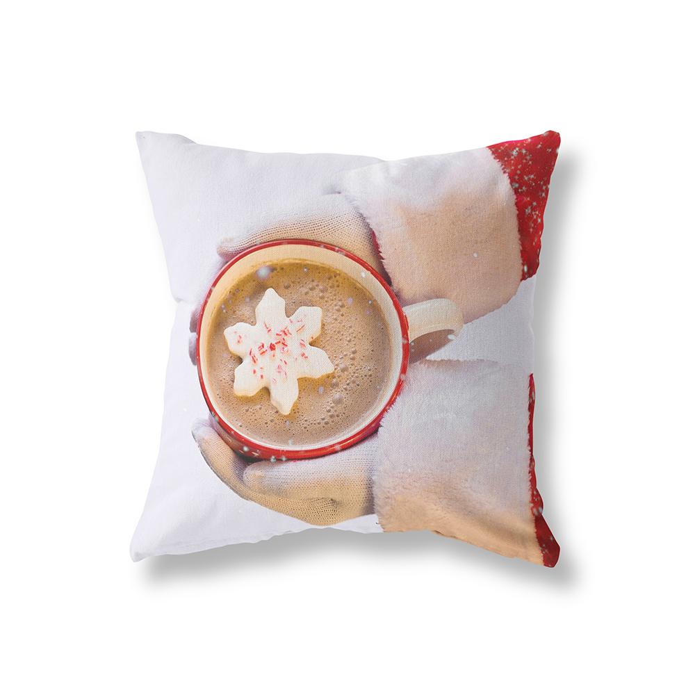 Cute Snowman Christmas Theme Printing Pattern Polyester Cushion Cover Home Living Room Sofa Decorative Pillow Pillow Cover