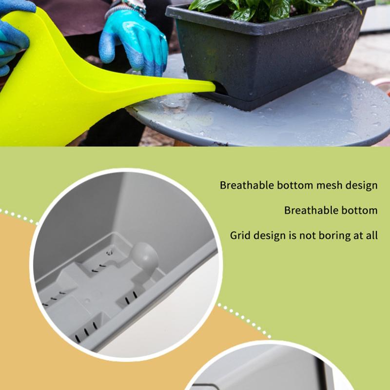 Kullanışlı Uzun Ömürlü Dikdörtgen Saksı Darbe Dayanımı Dikdörtgen Çiçek Kutusu Sebze Yetiştirme Saksısı Çok Amaçlı