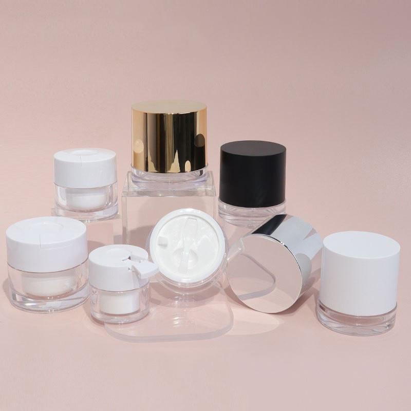 1Pcs Plastic Cream Jar With White Liner Cream /Lotion Bottle Cosmetic Container Refillable Bottles With Spoon