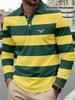 Lightweight Breathable Fashion Long Sleeve Polo Shirt with Stylish Geometric Pattern.