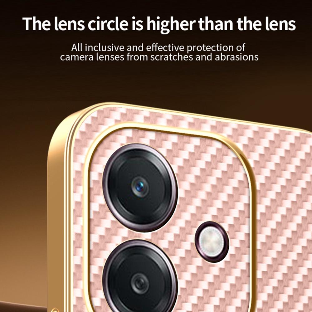 Handyhülle für Oppo A3 4G/A3 5G/A40 4G/A40M 4G/A60 5G/A3i 5G Carbonfaser-texturierte galvanisierte TPU-Rückseite